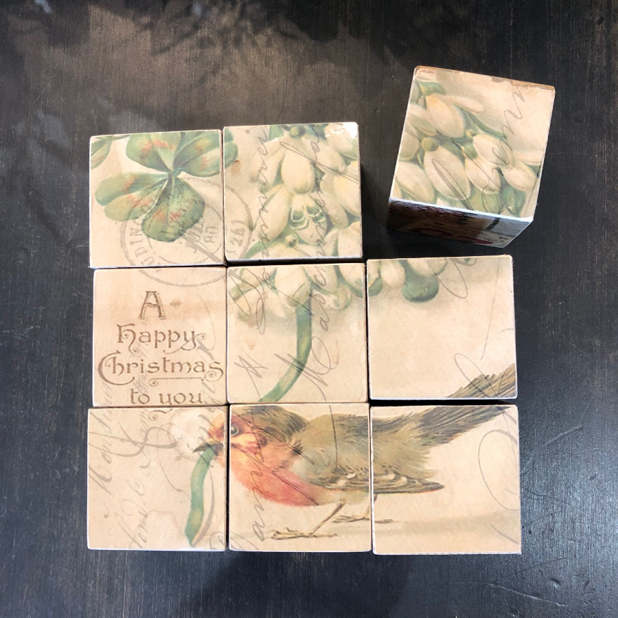 Set of 9 2-1/4” wood cubes