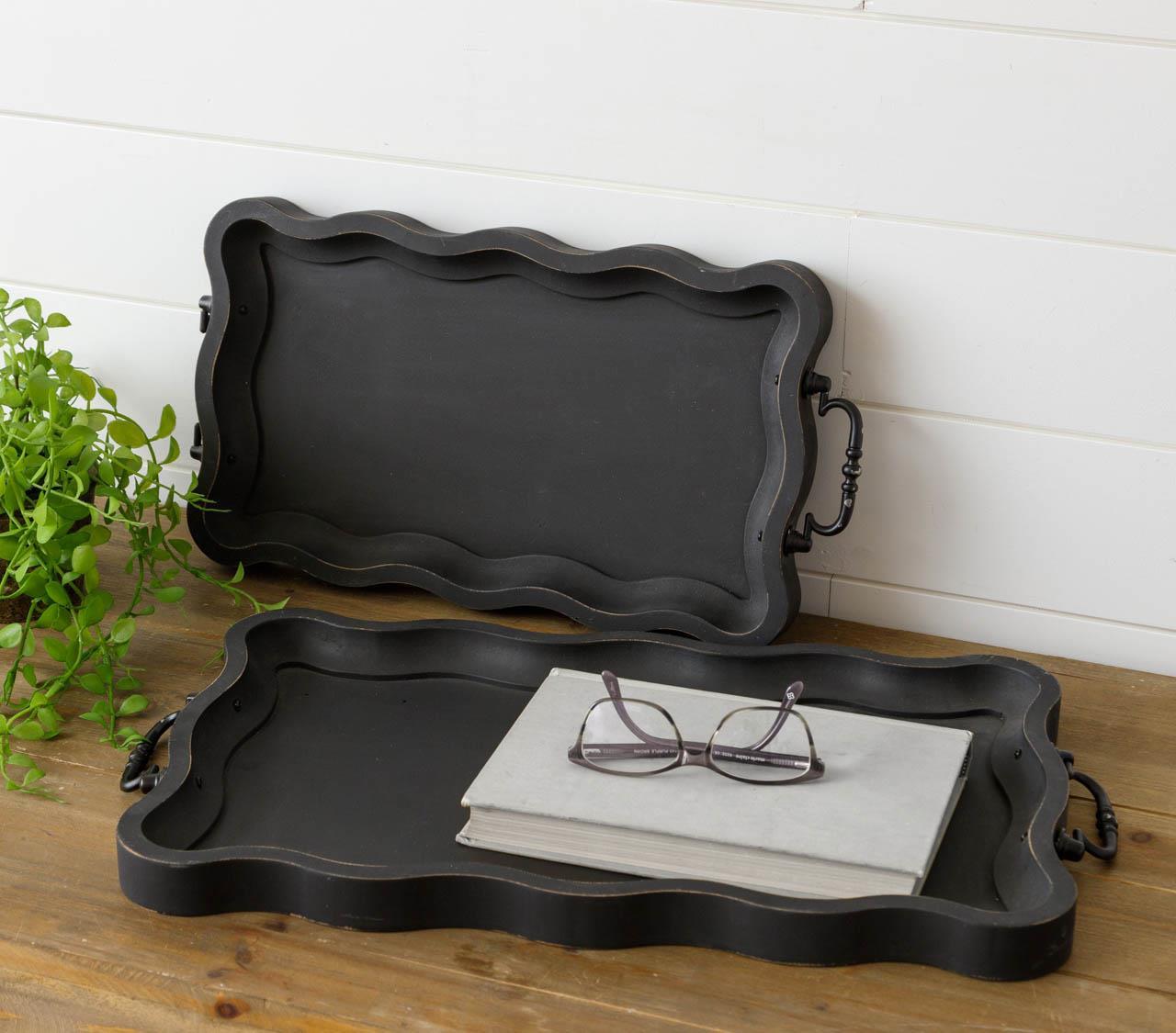 Black Scalloped Tray in 2 sizes