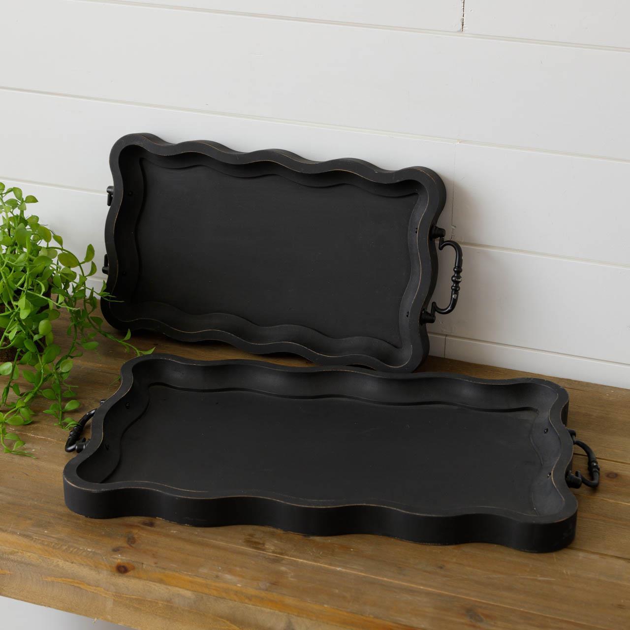 Black Scalloped Tray in 2 sizes