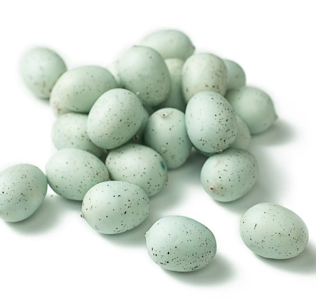 Bag of blue speckled eggs