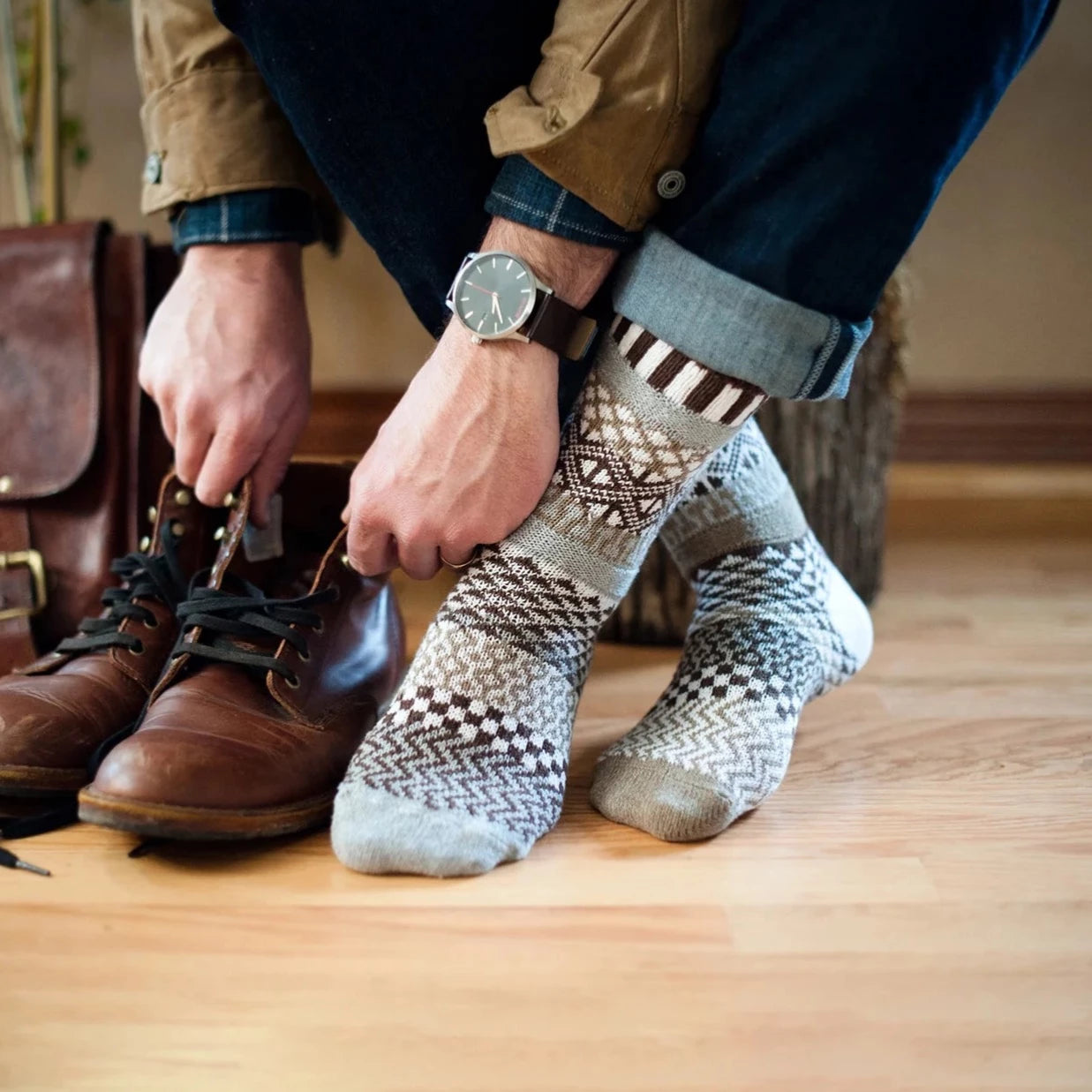 crew socks - Pine Cone