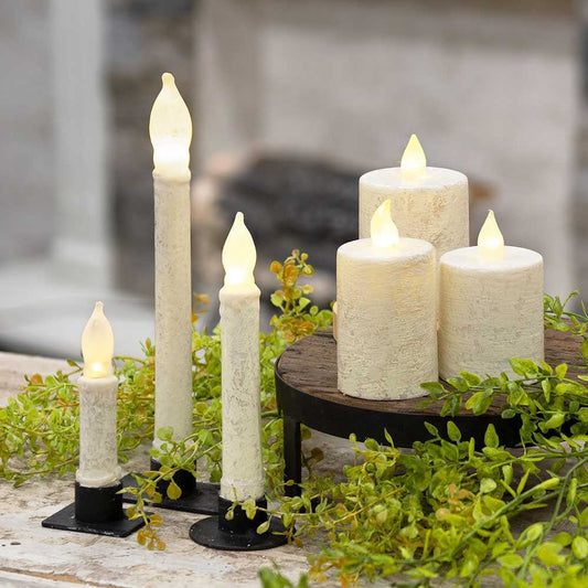 Rustic White timer candle 2.25" x 4"