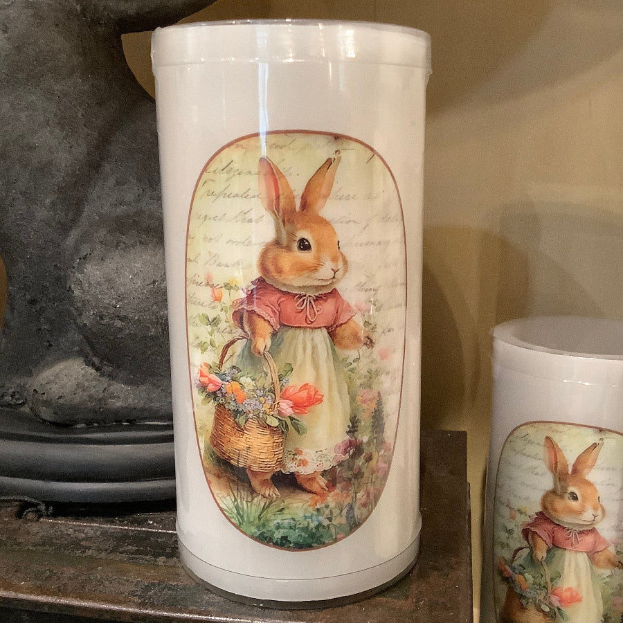Pillar Candle with Bunny Decal