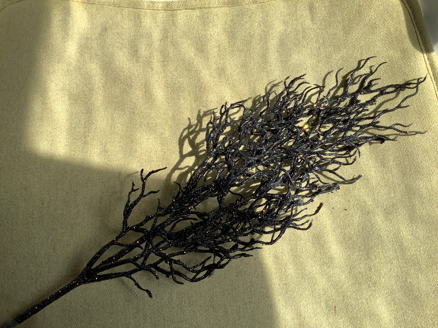Black glittered twig spray