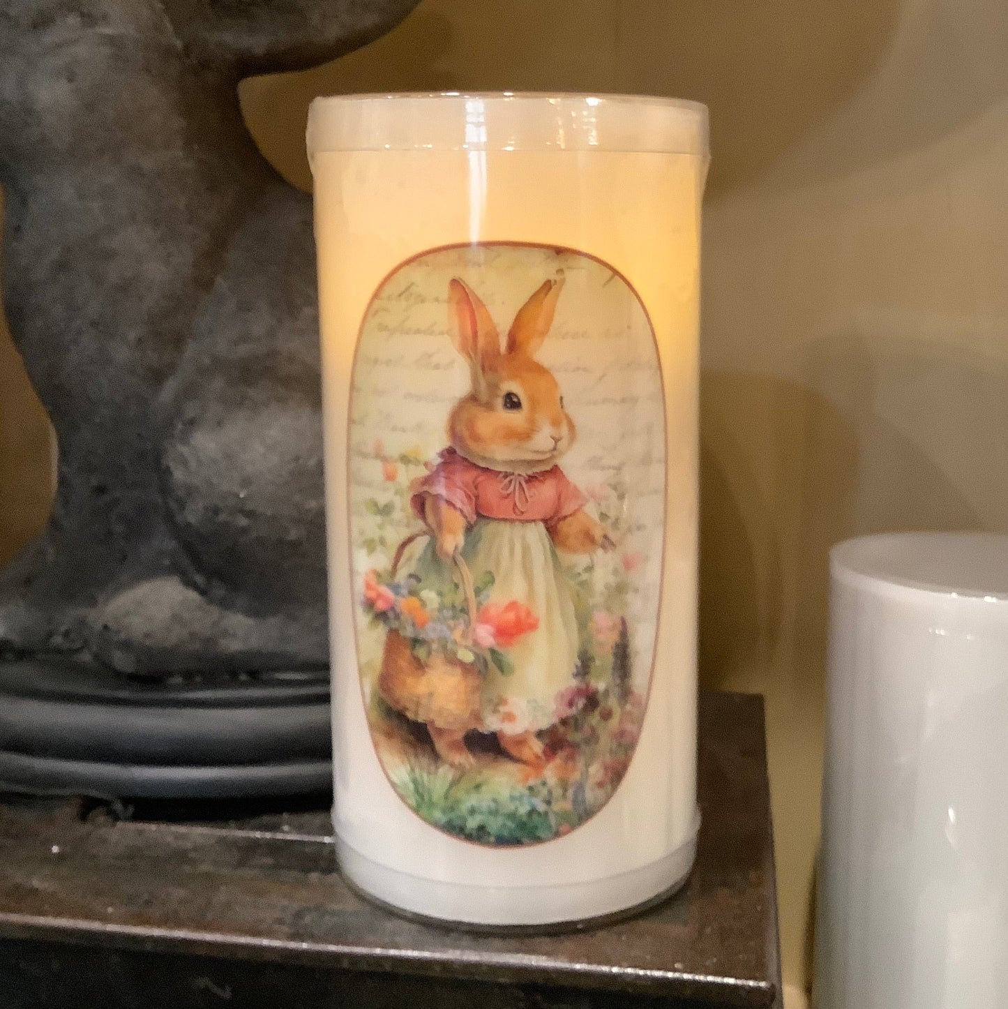 Pillar Candle with Bunny Decal