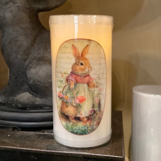 Pillar Candle with Bunny Decal