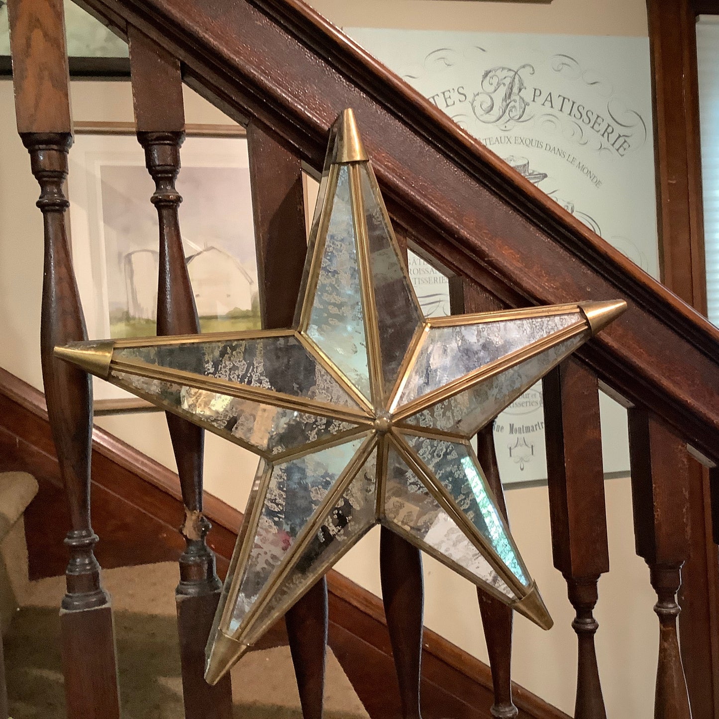 Mercury glass star wall art