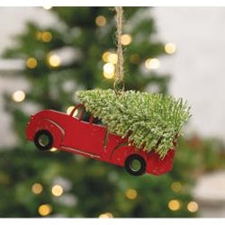 Wooden truck with tree ornament