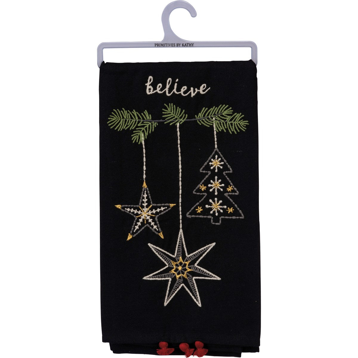 Embroidered dish towel "Believe"