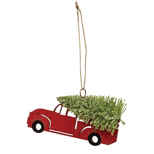 Wooden truck with tree ornament