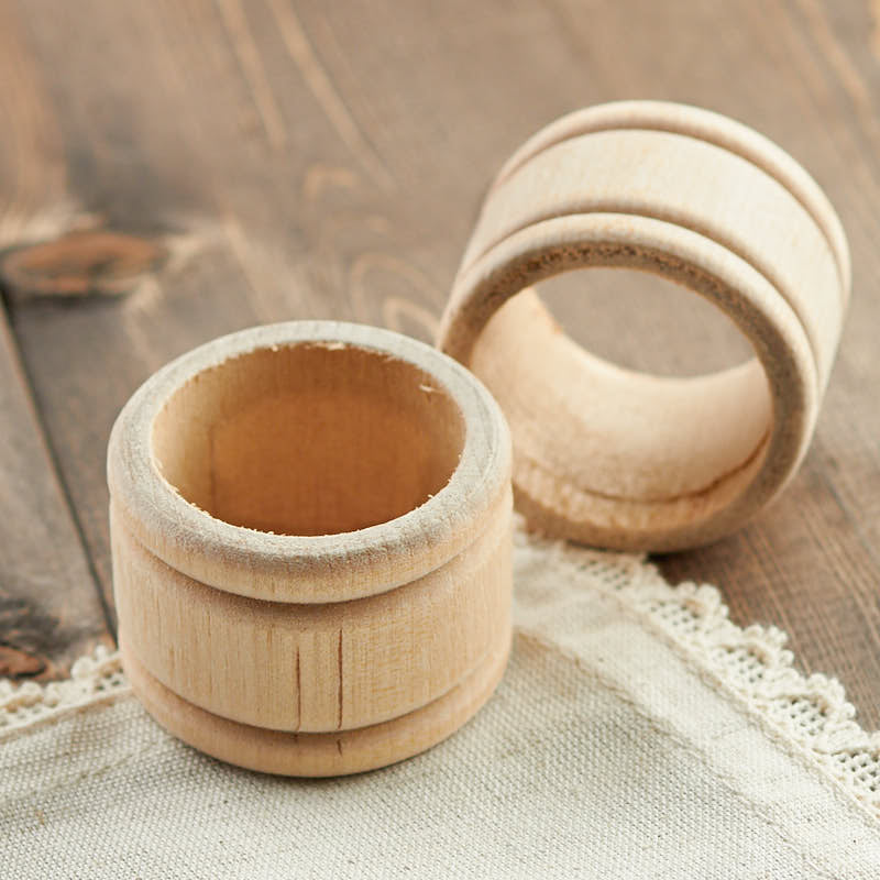 Wood napkin rings, set of 4
