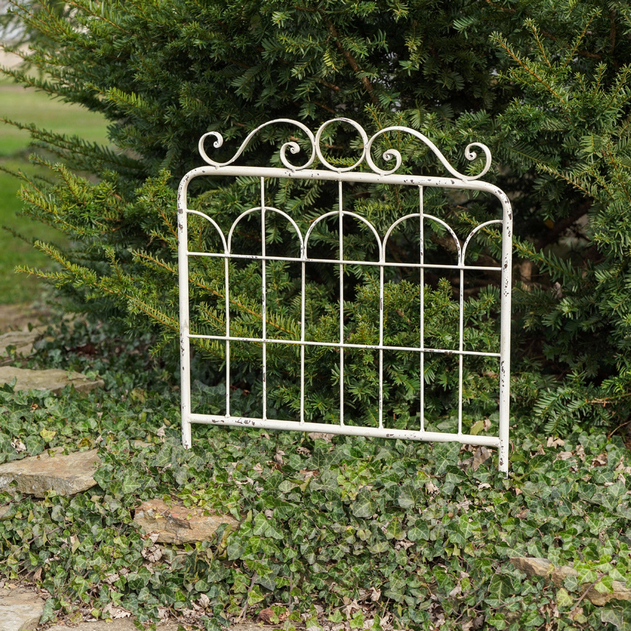 White metal garden gate