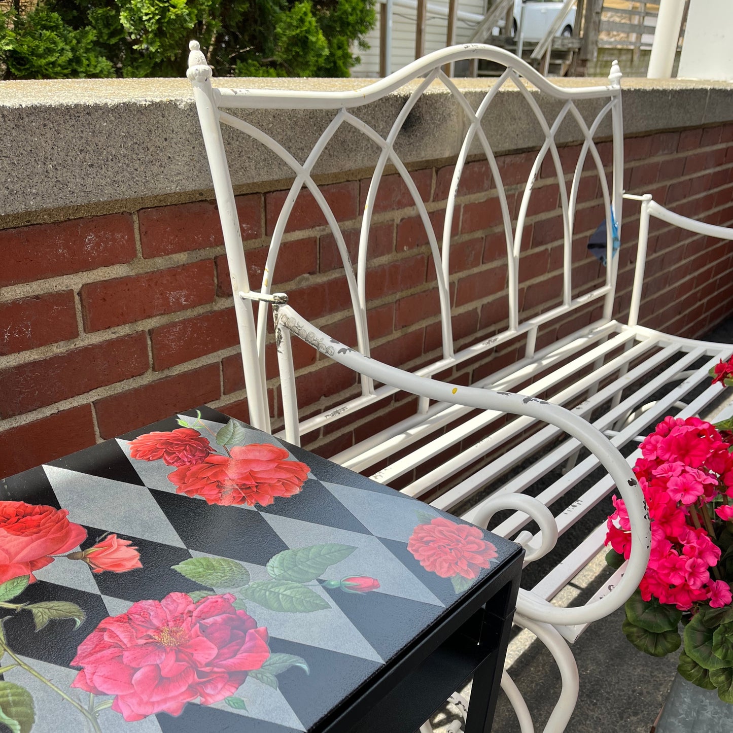 Harlequin Rose side tables
