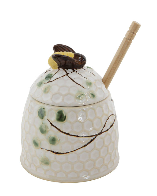 Stoneware Bee Honey Pot