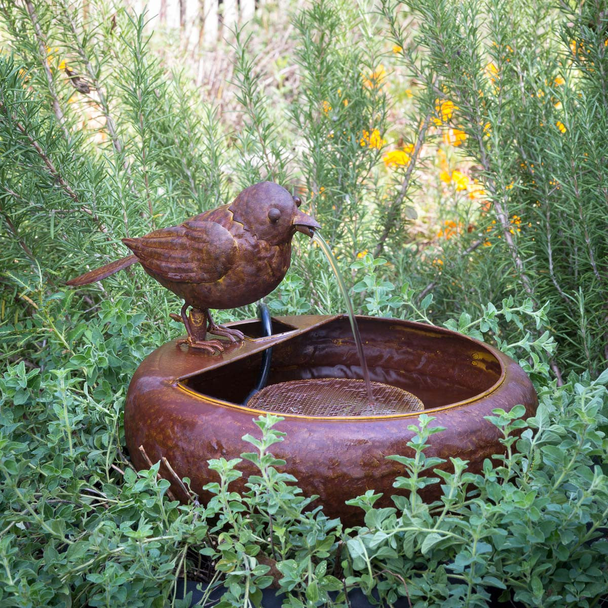 folk art little bird fountain