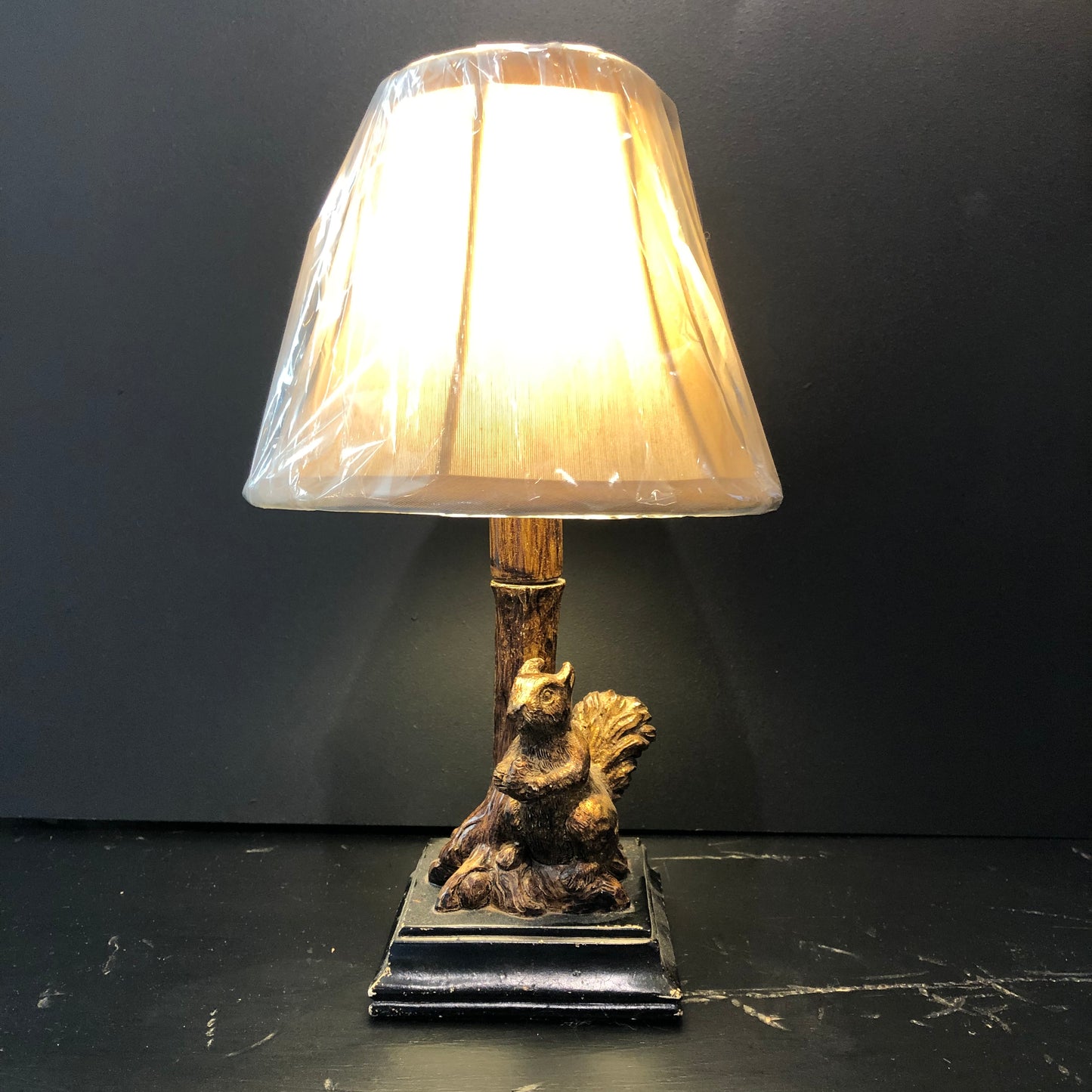 Squirrel bookshelf lamp