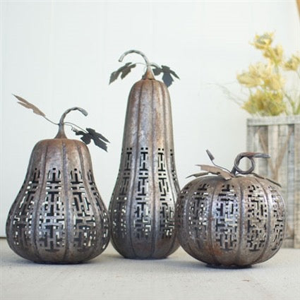 Metal pumpkins in 3 shapes