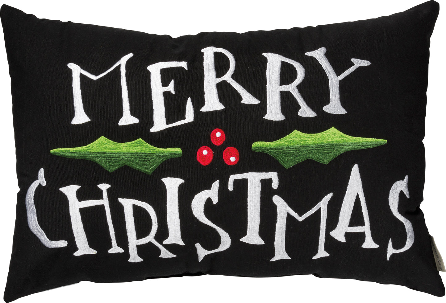 embroidered Merry Christmas pillow