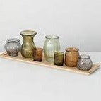 7 votive tray candle holder amber green