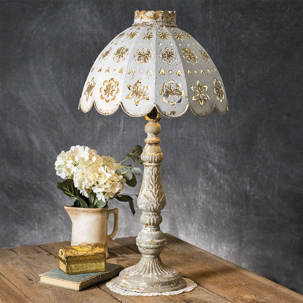 pierced metal shade lamp