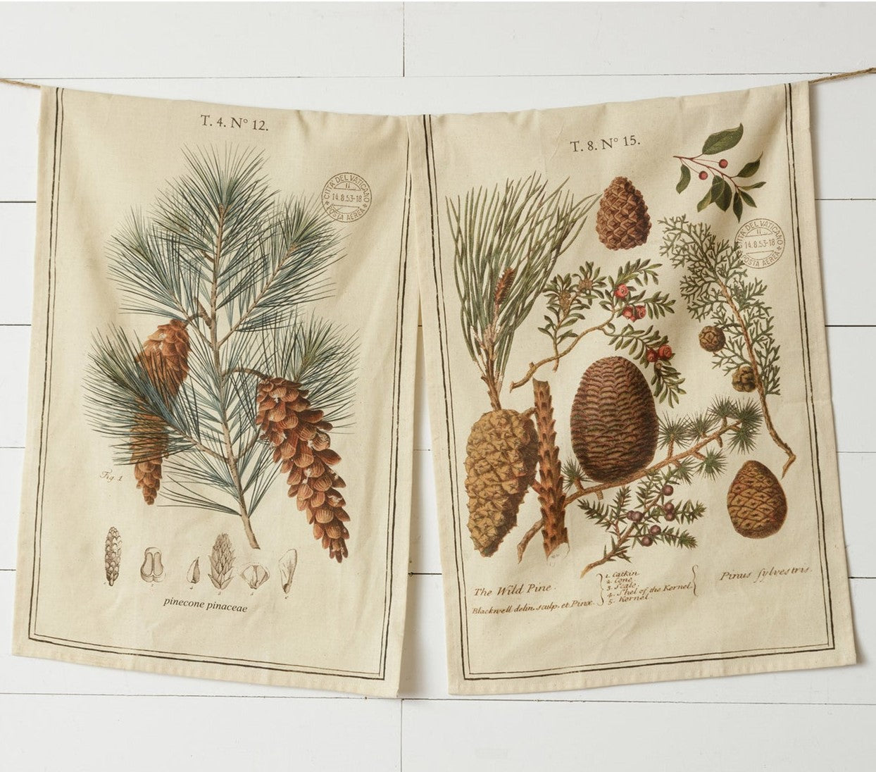 winter botanicals tea towels