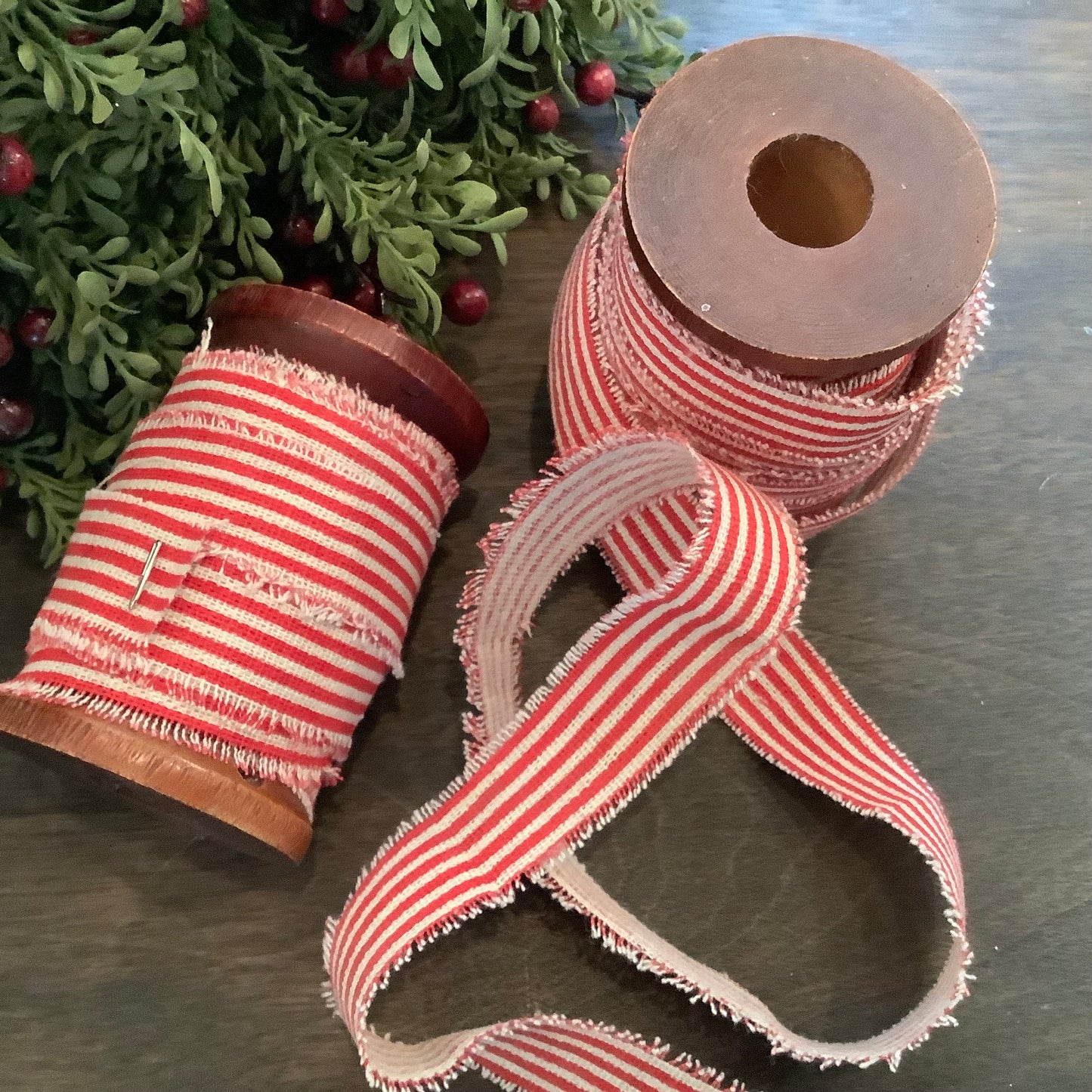 Candy cane red striped Ribbon spool