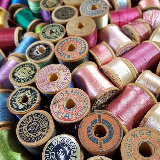 Vintage wooden thread spools