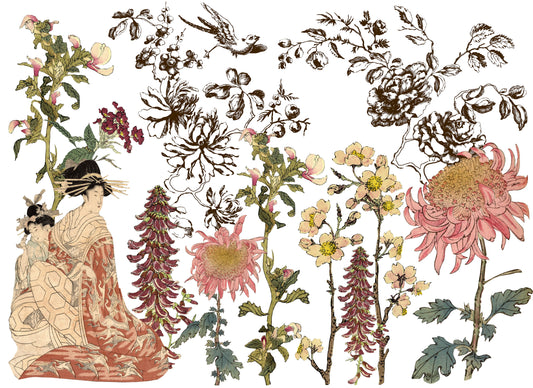 Japonica - 24" x 33" transfer