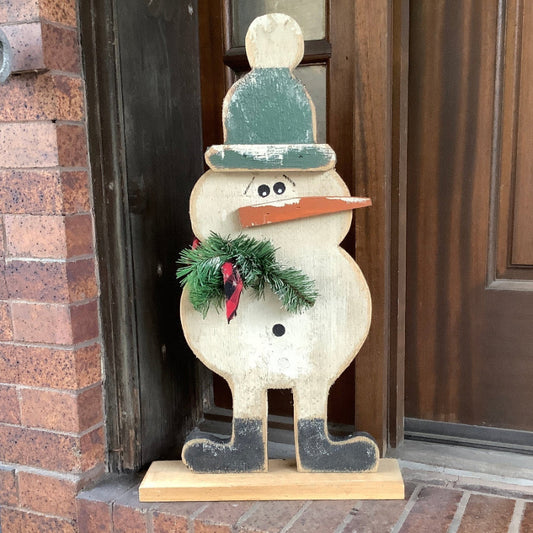 24" snowman reclaimed wood decor