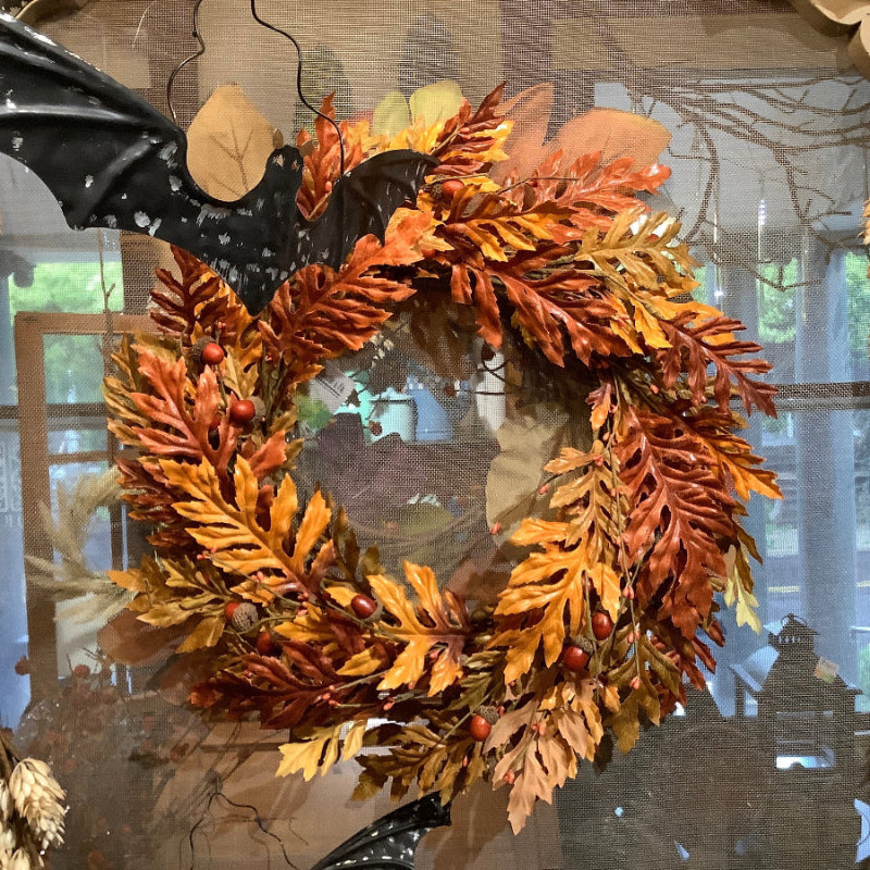 Fall leaf berries and acorn wreath