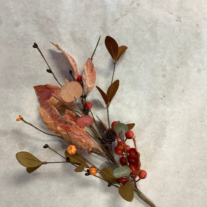 Fall leaf berries and pumpkin pick 18”