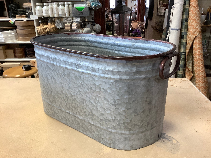 Galvanized tin oval bucket
