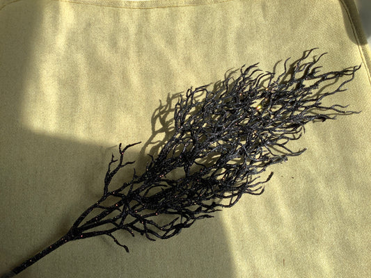 Black glittered twig spray