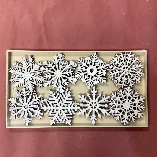 Set of wooden snowflakes