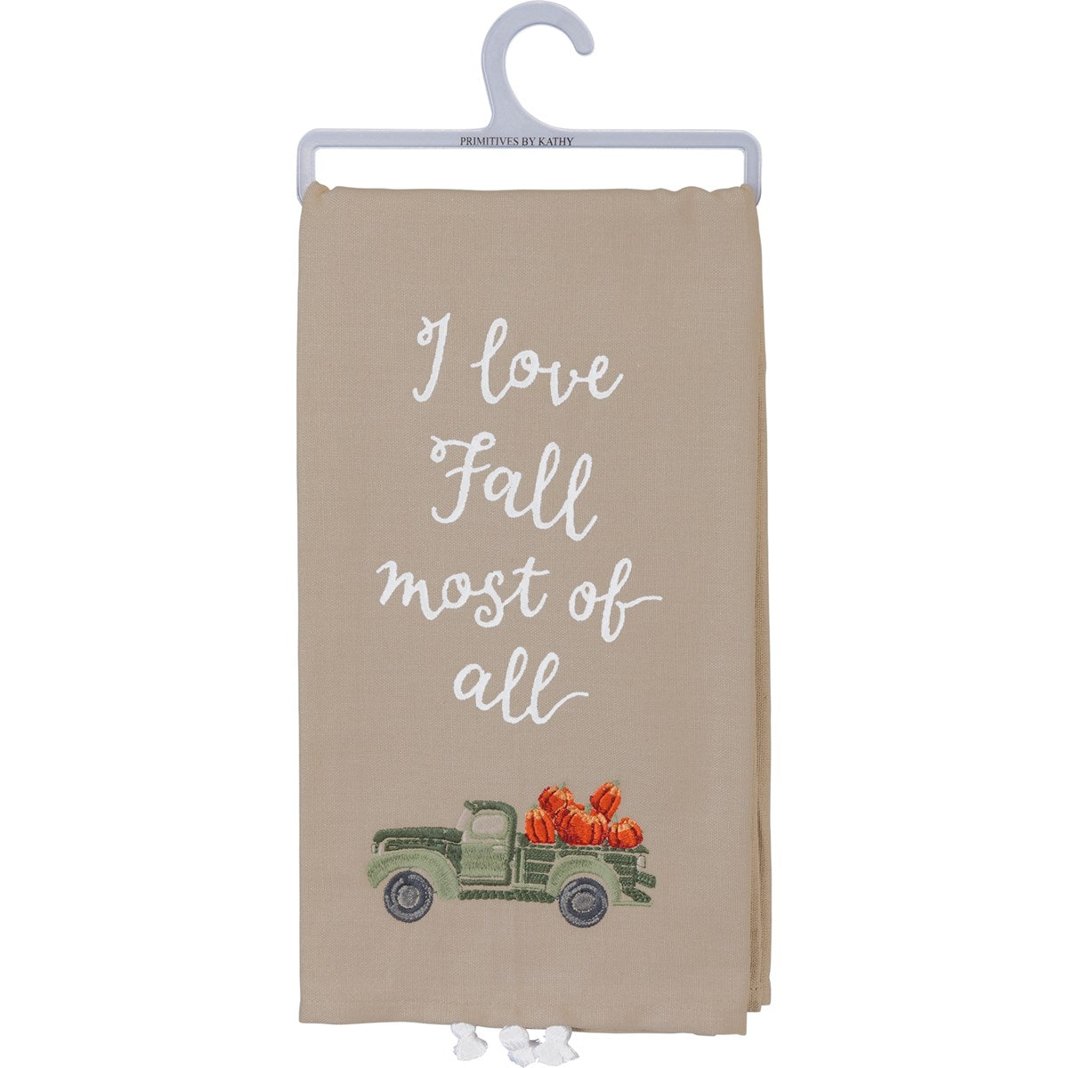 Embroidered dish towel "I love fall"