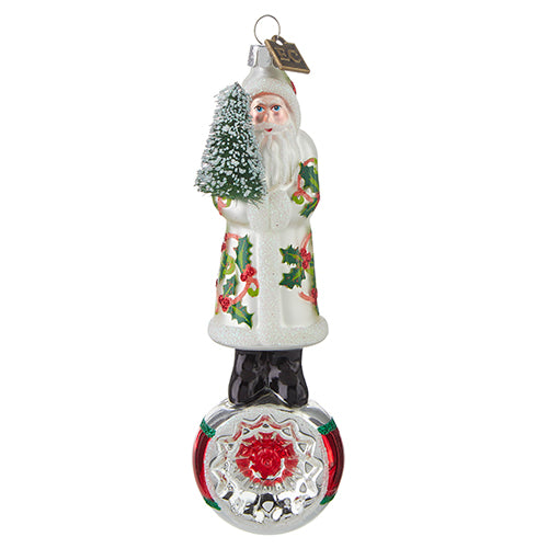 Blown glass Santa ornament