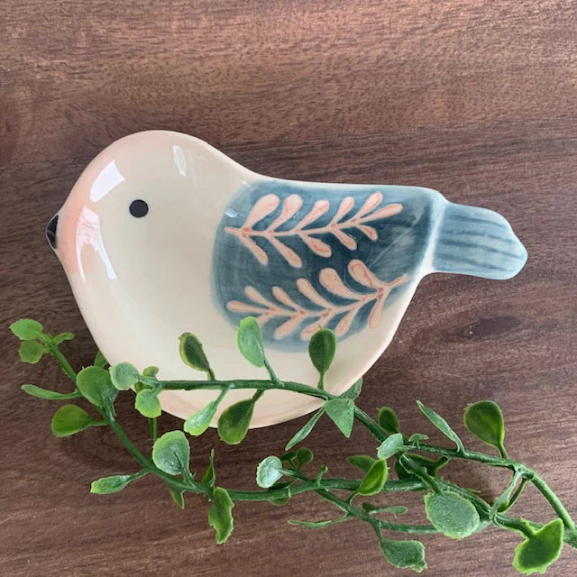 Hand painted bird dish