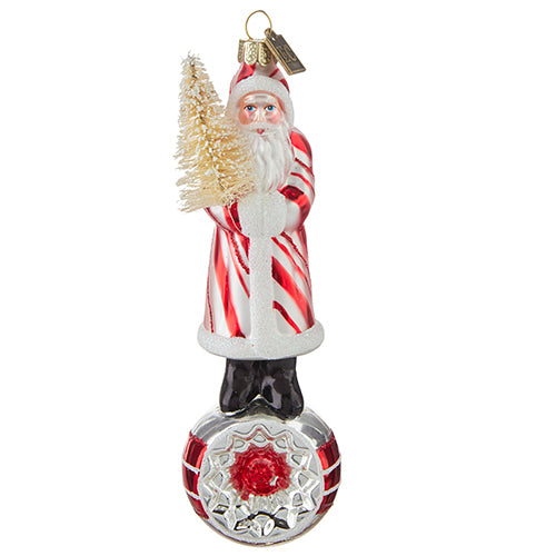 Blown glass Santa ornament