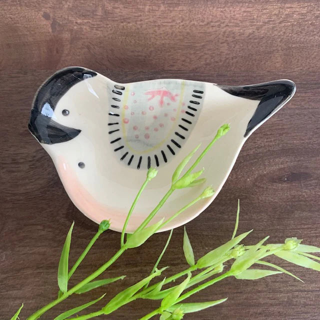 Hand painted bird dish