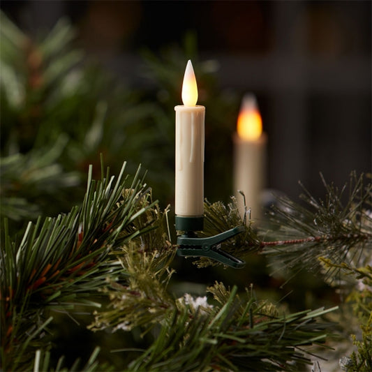 Flickering clip-on tree candles