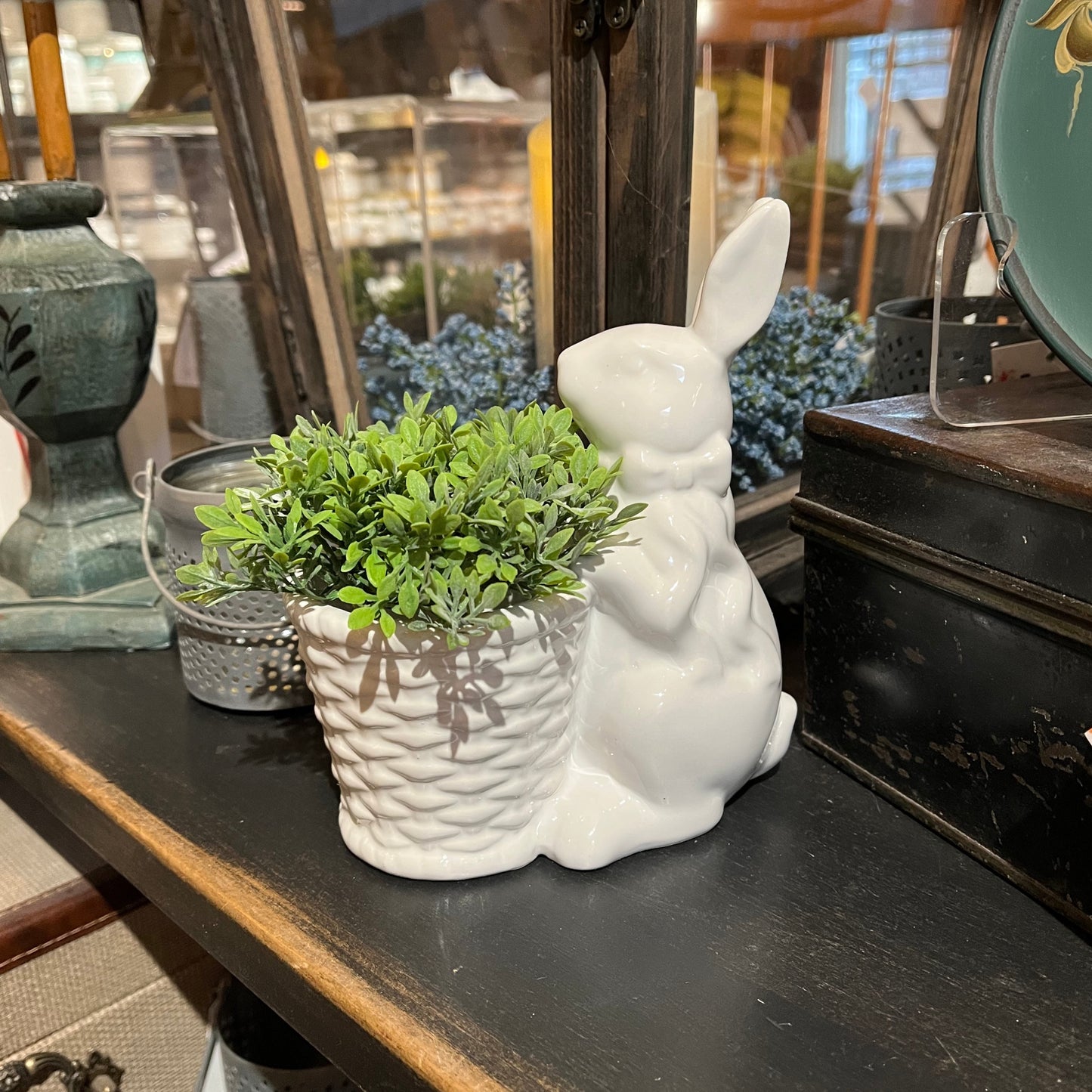 Ceramic bunny holding basket