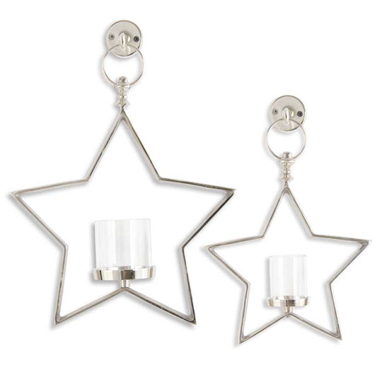 Polished silver metal star hurricane