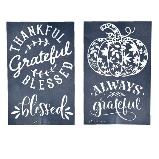 Thankful, Grateful, Blessed mesh stencil 5.5" x 8.5" 2 sheets