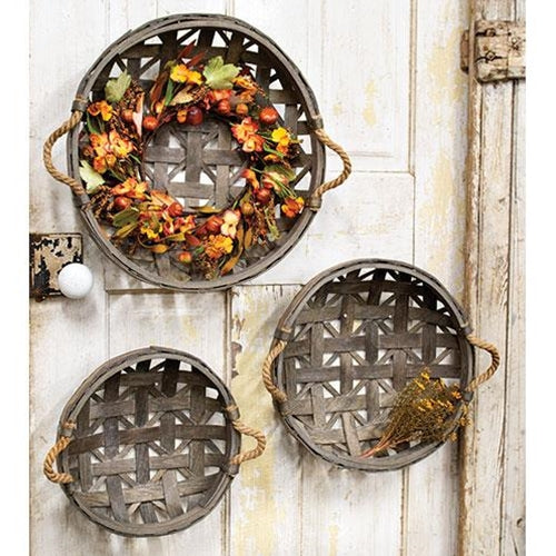 Round Tobacco baskets with jute handles