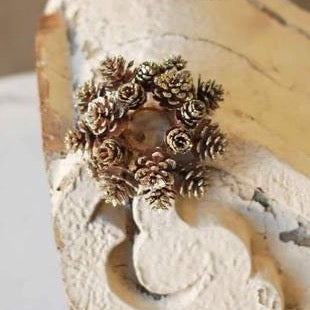 shimmer pine cone candle ring 1 inch