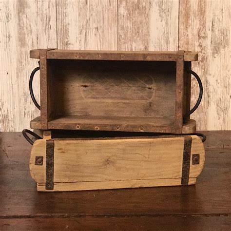wooden brick mold with iron handles