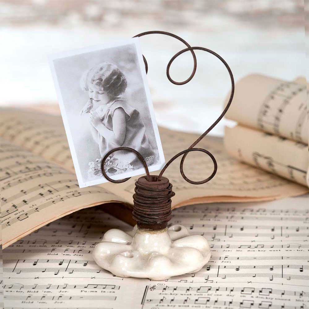 Ceramic pull photo/card holder