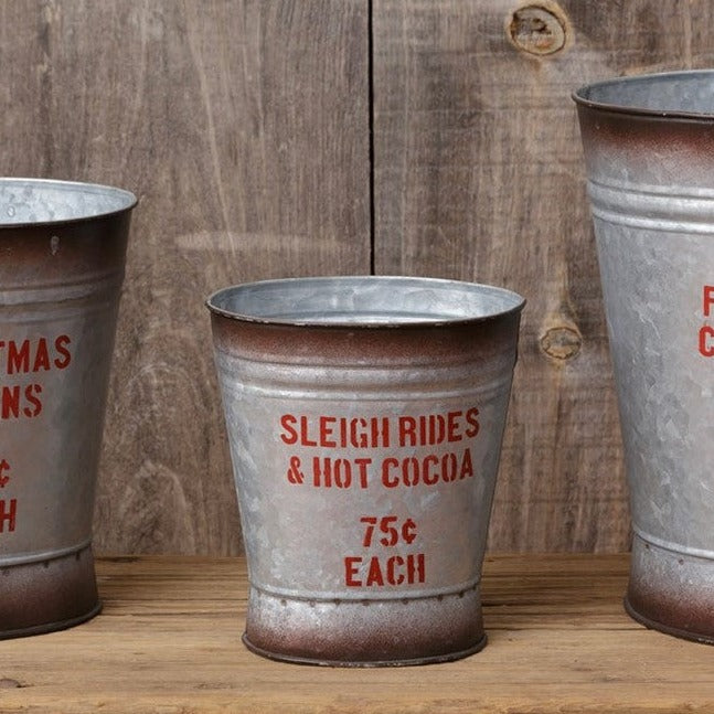 oval tin bucket in three sizes/sayings